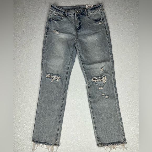 International Concepts Ripped Straight-Leg Jeans Light Indigo Size 10P NWT - Picture 3 of 11
